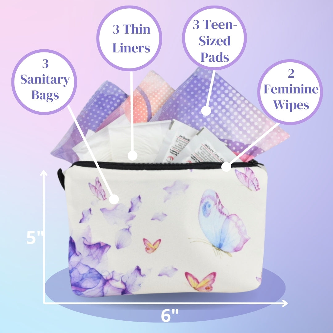 Teen First Period Pouch Butterfly (10 Pack)