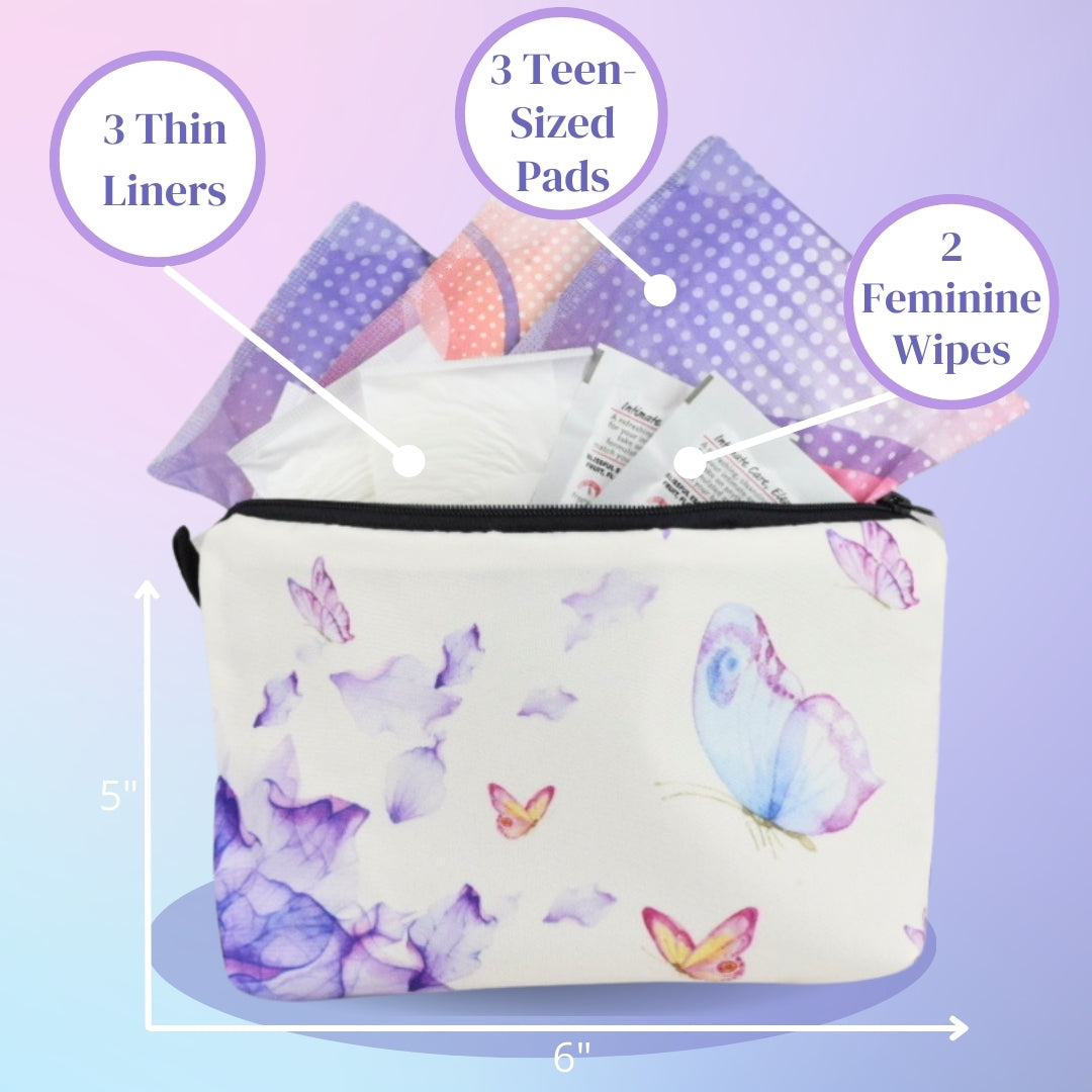 First Menstruation Gift Box for Teens with Butterfly Pouch