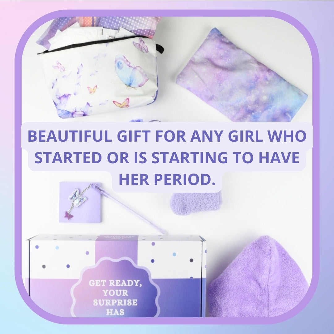 First Menstruation Gift Box for Teens with Butterfly Pouch